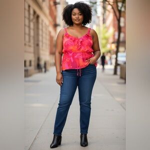 Torrid Chiffon Clip Dot Ruffle Tie Waist Tank Size 2X